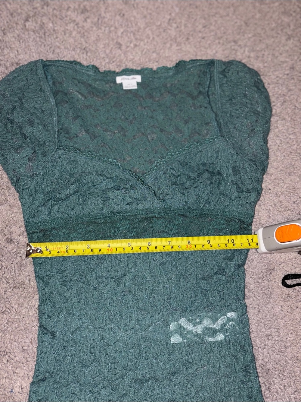 Kimchi Blue Teal Floral Lace Short Sleeve Top - Picture 4 of 6